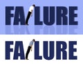 A dejected man overcome by his failure replaces the letter Ã¢â¬ÅiÃ¢â¬Â in the word failure